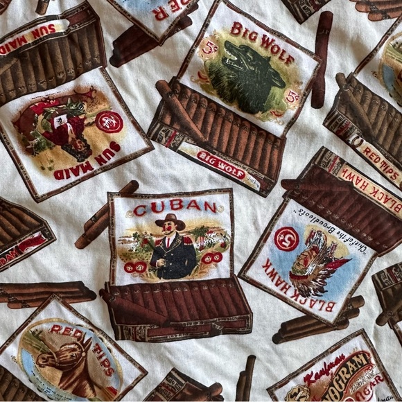 Johnny Cotton XL Made in USA Cigar Box Print Hawaiian Shirt - Picture 7 of 8